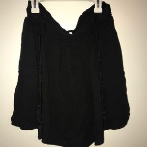 Black skirt with fringe detail